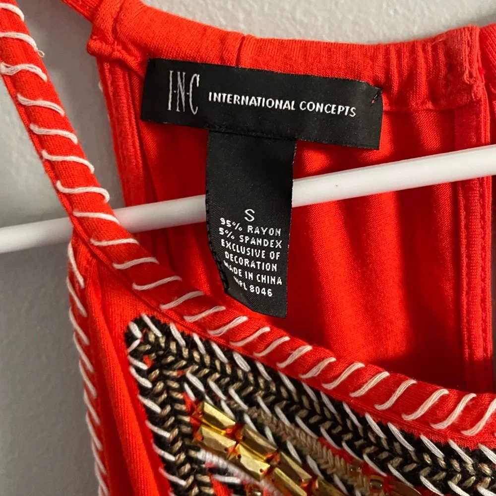 INC International Concepts Red Embellished Halter Camisole